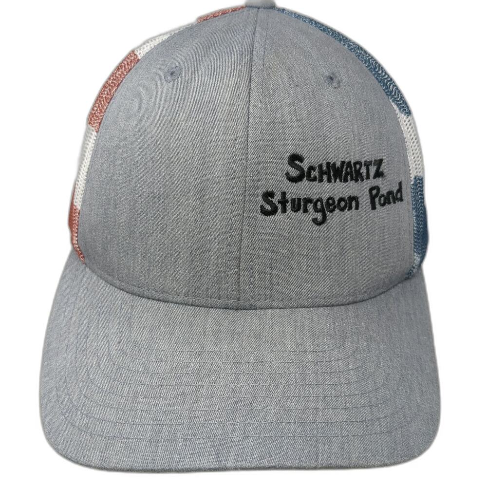 Richardson Trucker Hat Gray One Size USA Flag Stars Schwartz Sturgeon Pond